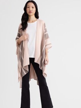 Women's Polyester Ruana W/ Stripes.